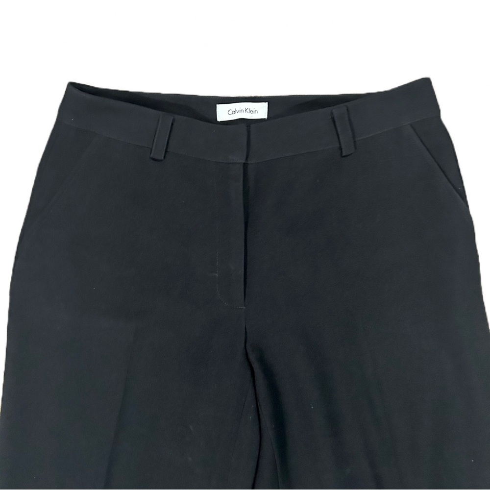 Calvin Klein Wide Leg High Waist Cuffed Trousers Black Pants Size 6